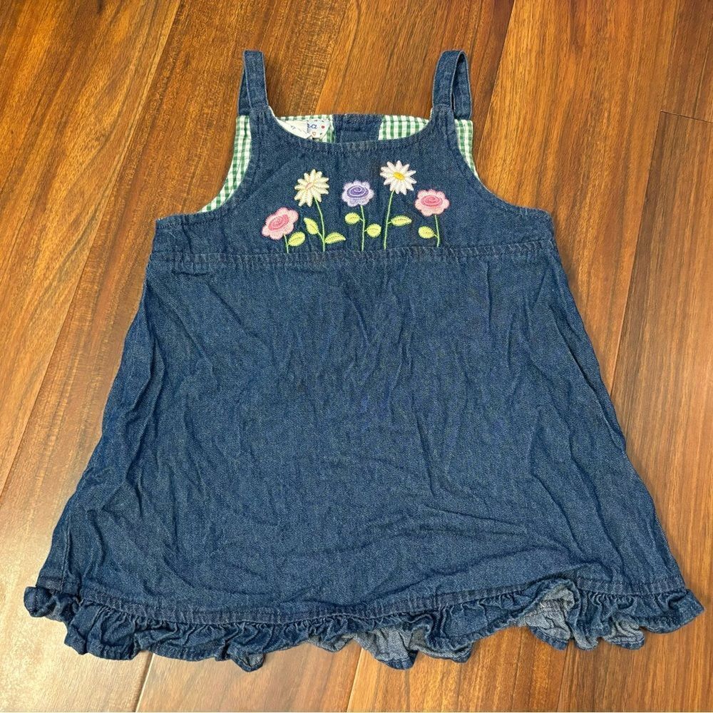 Samara vintage y2k denim embroidered flowers sleeveless dress